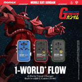 1-World+ Flow 4-Port Travel Charger With Built-In USB-C Cable 35W Gundam